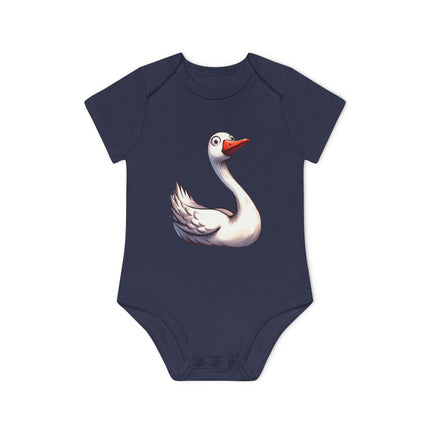 SnuggleNest Organic Baby Bodysuit (Short Sleeves) Swan