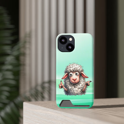 EnchantGuard Phone Case with Card Holder: Style Meets Functionality - Sheep