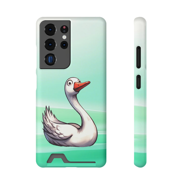 EnchantGuard Phone Case with Card Holder: Style Meets Functionality - Swan