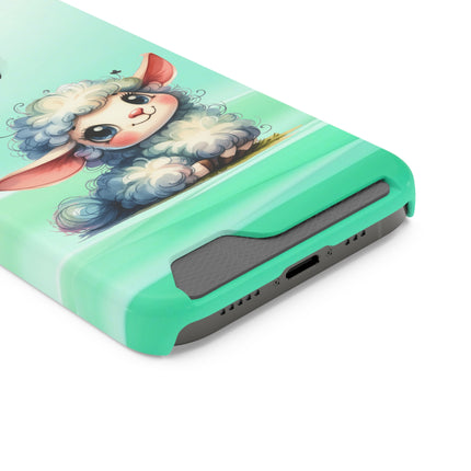 EnchantGuard Phone Case with Card Holder: Style Meets Functionality - Sheep