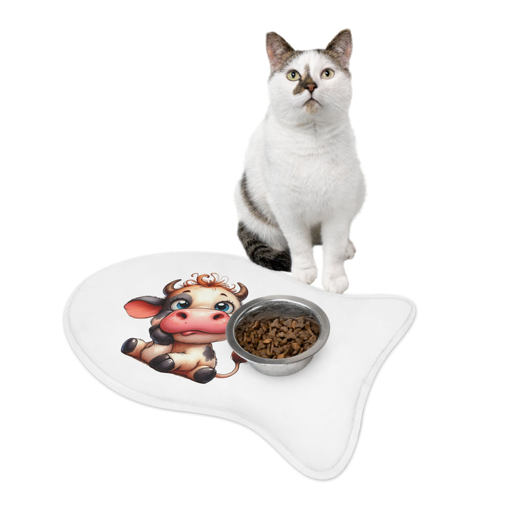 CharmPaws Pet Feeding Mats: Keep Mealtime Mess-Free & Stylish! - Cow