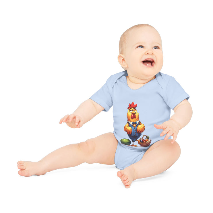 SnuggleNest Organic Baby Bodysuit (Short Sleeves) Rooster