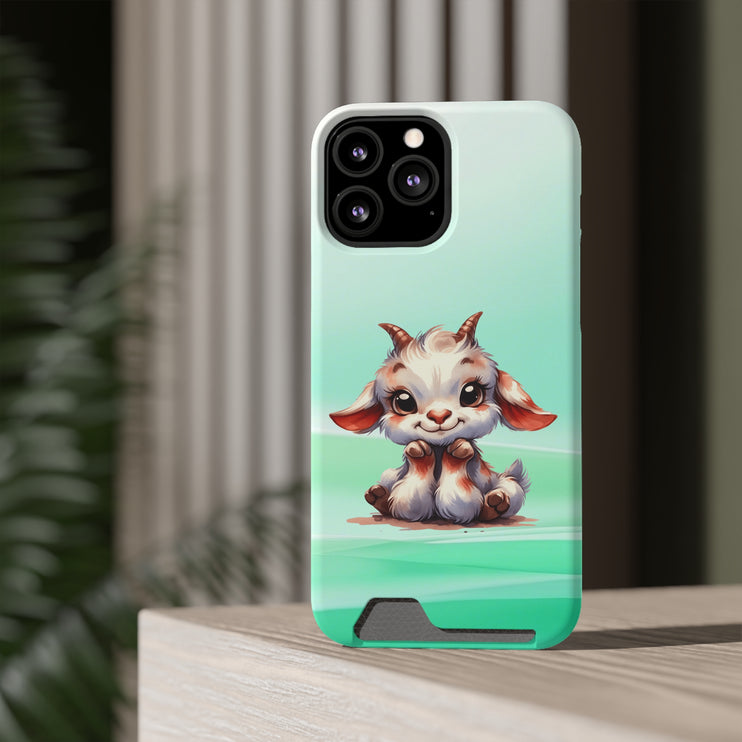 EnchantGuard Phone Case with Card Holder: Style Meets Functionality - Goat