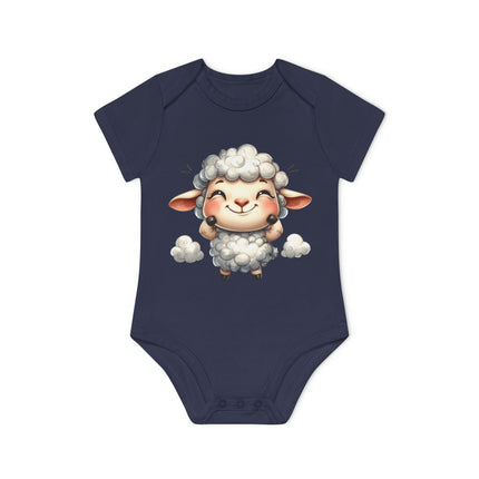 SnuggleNest Organic Baby Bodysuit (Short Sleeves) Sheep