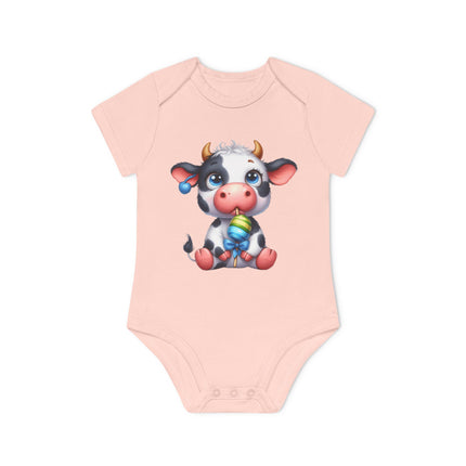 SnuggleNest Organic Baby Bodysuit (Short Sleeves) Cow