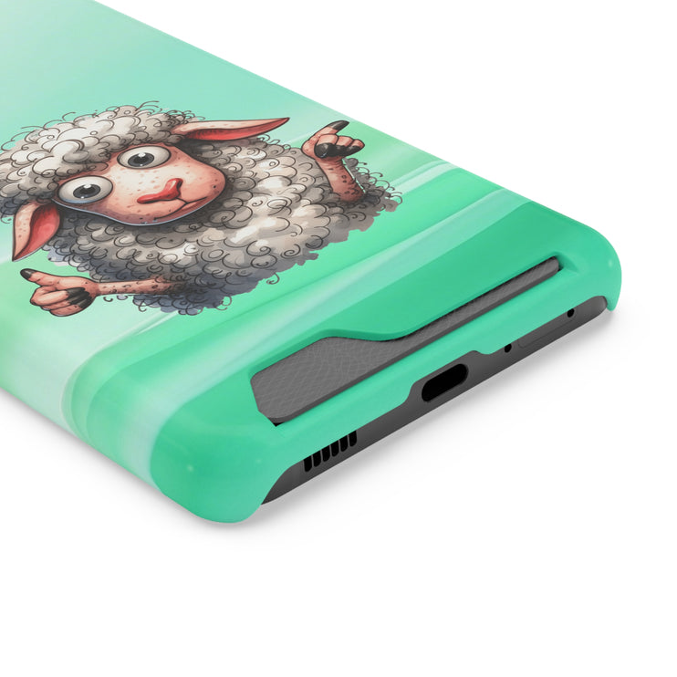 EnchantGuard Phone Case with Card Holder: Style Meets Functionality - Sheep