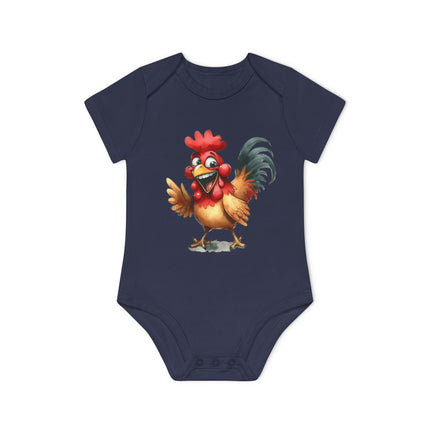 SnuggleNest Organic Baby Bodysuit (Short Sleeves) Rooster