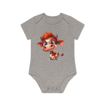 SnuggleNest Organic Baby Bodysuit (Short Sleeves) Cow