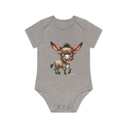 SnuggleNest Organic Baby Bodysuit (Short Sleeves) Donkey