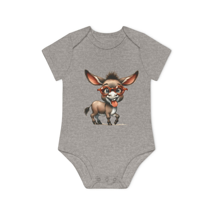 SnuggleNest Organic Baby Bodysuit (Short Sleeves) Donkey