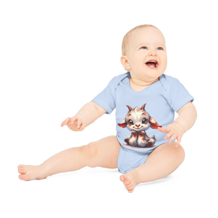 SnuggleNest Organic Baby Bodysuit (Short Sleeves) Goat