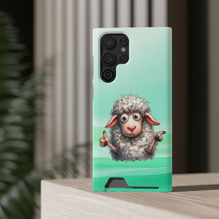 EnchantGuard Phone Case with Card Holder: Style Meets Functionality - Sheep