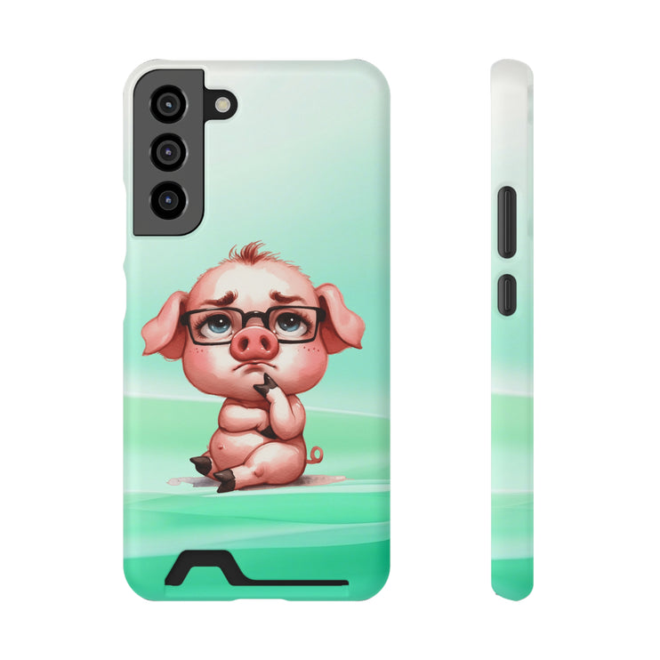 EnchantGuard Phone Case with Card Holder: Style Meets Functionality - Pig