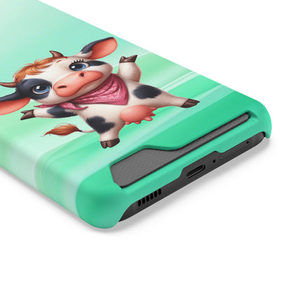 EnchantGuard Phone Case with Card Holder: Style Meets Functionality - Cow