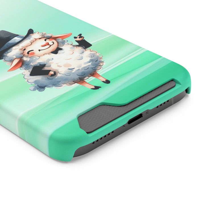 EnchantGuard Phone Case with Card Holder: Style Meets Functionality - Sheep