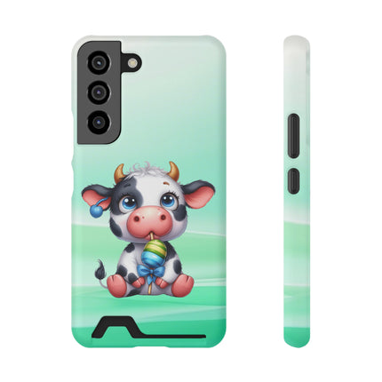 EnchantGuard Phone Case with Card Holder: Style Meets Functionality - Cow