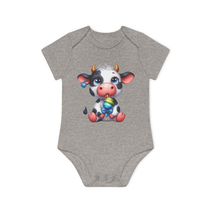 SnuggleNest Organic Baby Bodysuit (Short Sleeves) Cow