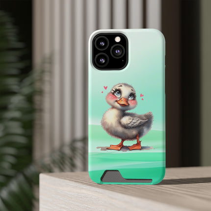 EnchantGuard Phone Case with Card Holder: Style Meets Functionality - Duck