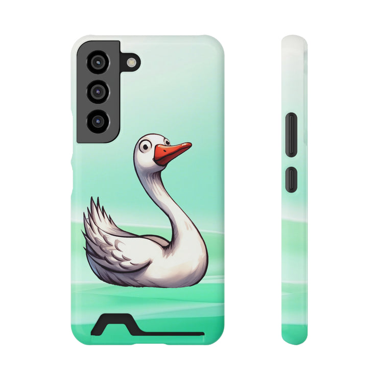 EnchantGuard Phone Case with Card Holder: Style Meets Functionality - Swan