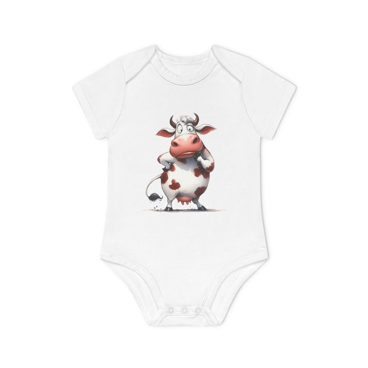 SnuggleNest Organic Baby Bodysuit (Short Sleeves) Cow