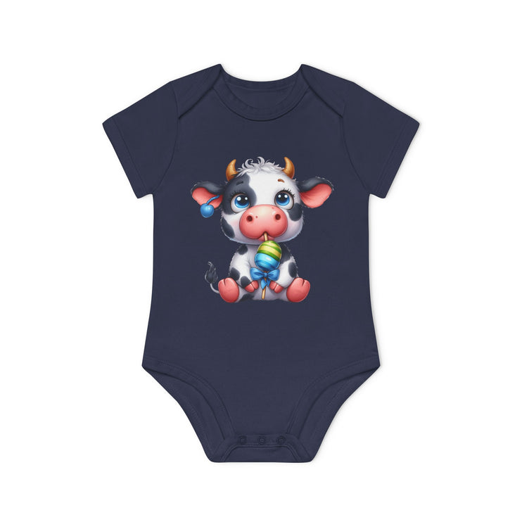 SnuggleNest Organic Baby Bodysuit (Short Sleeves) Cow