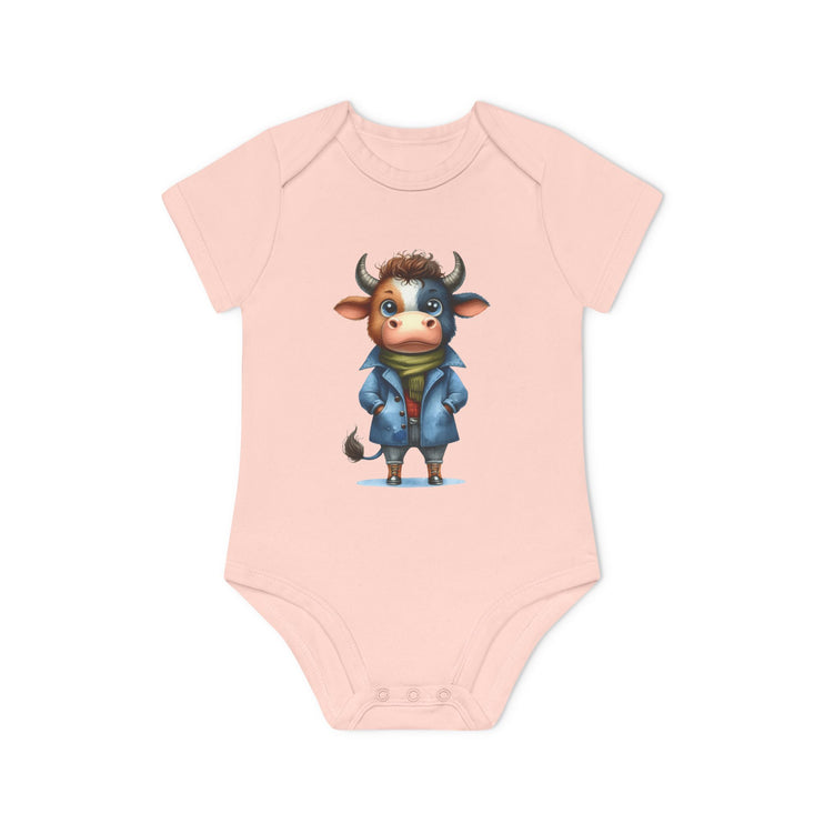 SnuggleNest Organic Baby Bodysuit (Short Sleeves) Cow