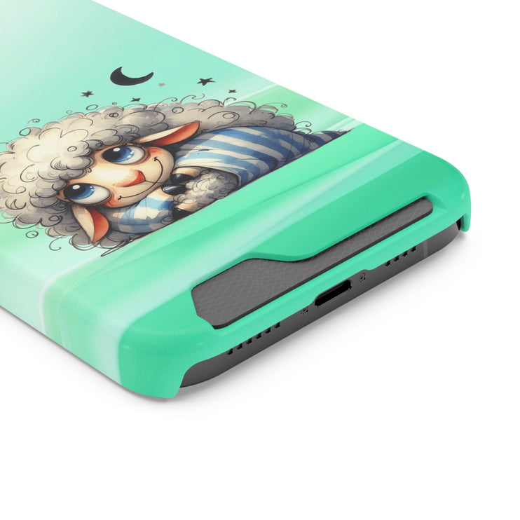 EnchantGuard Phone Case with Card Holder: Style Meets Functionality - Sheep