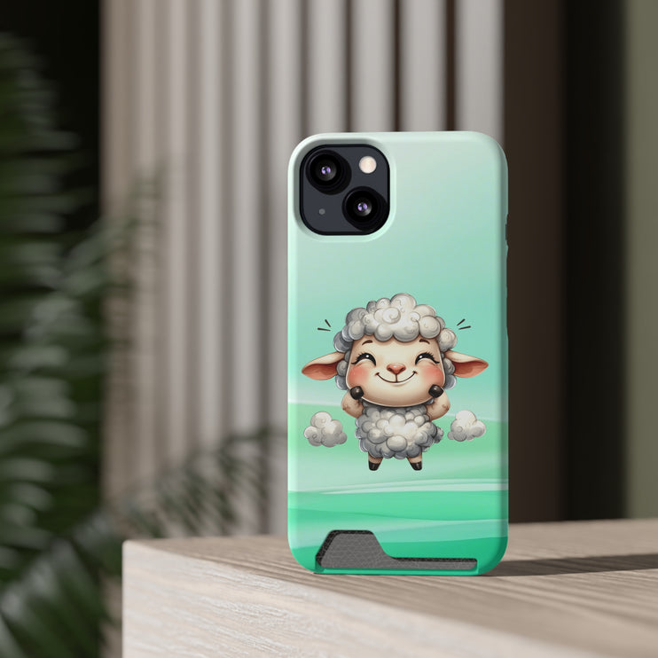 EnchantGuard Phone Case with Card Holder: Style Meets Functionality - Sheep