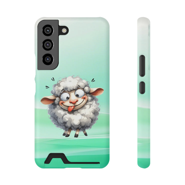 EnchantGuard Phone Case with Card Holder: Style Meets Functionality - Sheep