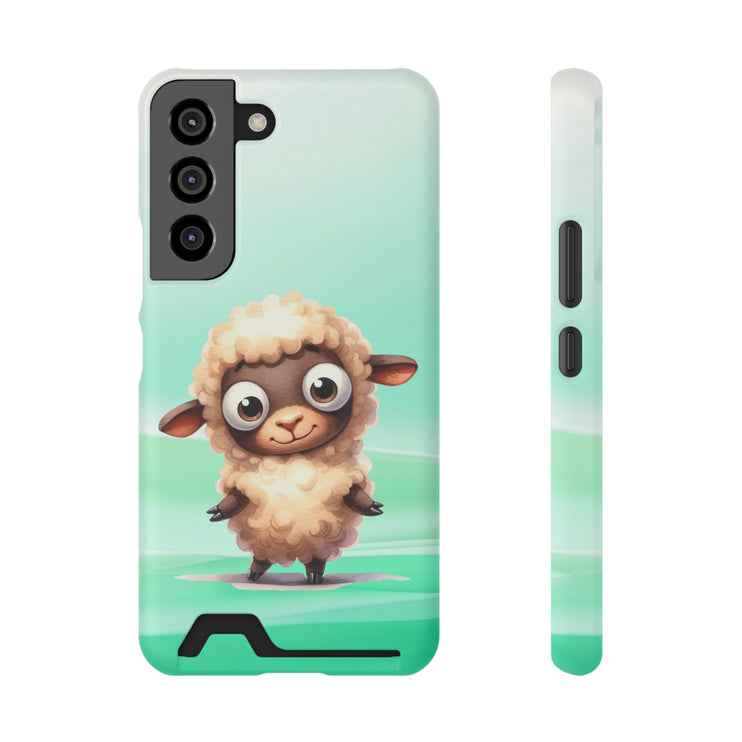 EnchantGuard Phone Case with Card Holder: Style Meets Functionality - Sheep