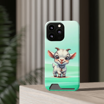 EnchantGuard Phone Case with Card Holder: Style Meets Functionality - Goat