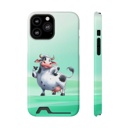 EnchantGuard Phone Case with Card Holder: Style Meets Functionality - Cow