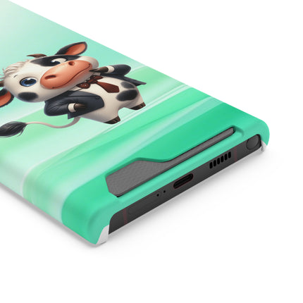 EnchantGuard Phone Case with Card Holder: Style Meets Functionality - Cow