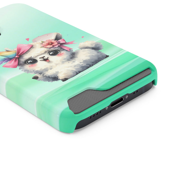 EnchantGuard Phone Case with Card Holder: Style Meets Functionality - Sheep