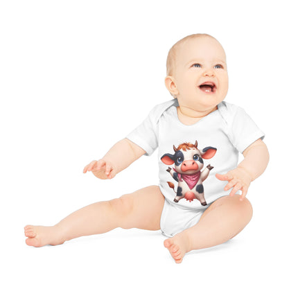 SnuggleNest Organic Baby Bodysuit (Short Sleeves) Cow