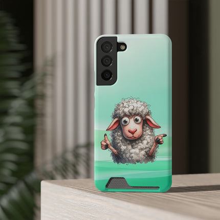 EnchantGuard Phone Case with Card Holder: Style Meets Functionality - Sheep