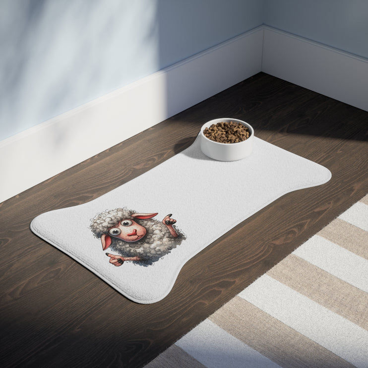 CharmPaws Pet Feeding Mats: Keep Mealtime Mess-Free & Stylish! - Sheep