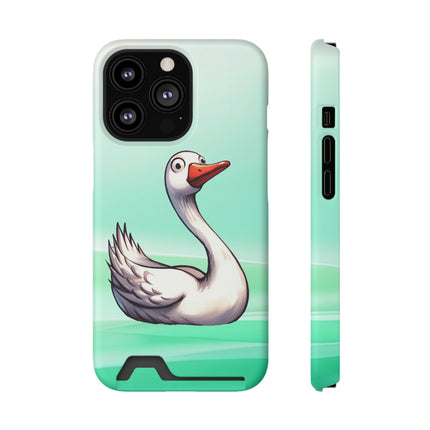 EnchantGuard Phone Case with Card Holder: Style Meets Functionality - Swan