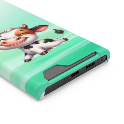 EnchantGuard Phone Case with Card Holder: Style Meets Functionality - Cow