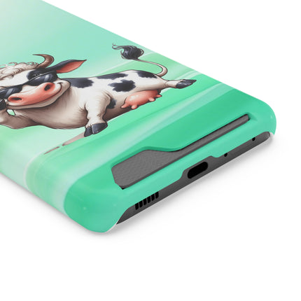 EnchantGuard Phone Case with Card Holder: Style Meets Functionality - Cow