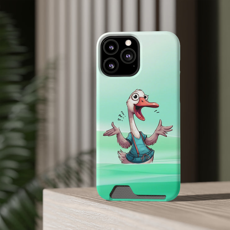 EnchantGuard Phone Case with Card Holder: Style Meets Functionality - Goose