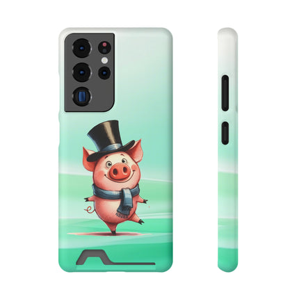 EnchantGuard Phone Case with Card Holder: Style Meets Functionality - Pig