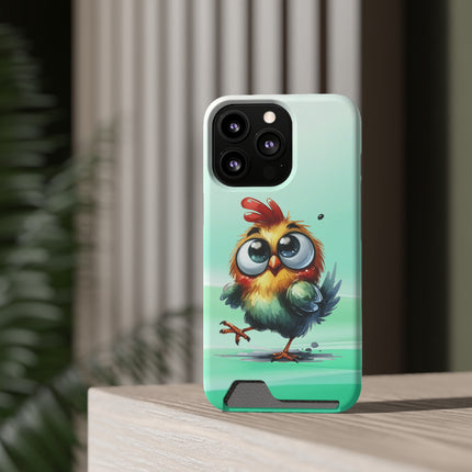 EnchantGuard Phone Case with Card Holder: Style Meets Functionality - Chicken