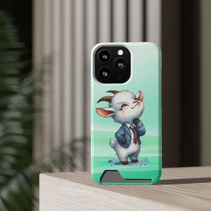 EnchantGuard Phone Case with Card Holder: Style Meets Functionality - Goat