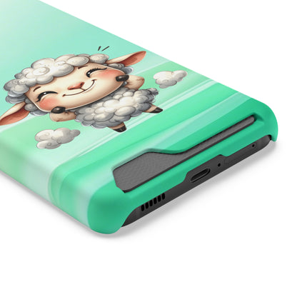 EnchantGuard Phone Case with Card Holder: Style Meets Functionality - Sheep