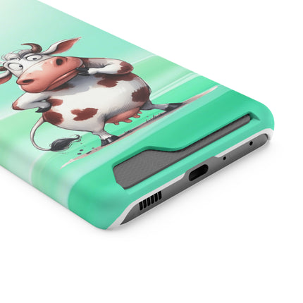 EnchantGuard Phone Case with Card Holder: Style Meets Functionality - Cow