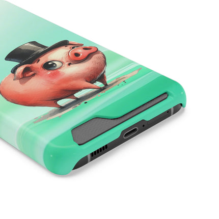 EnchantGuard Phone Case with Card Holder: Style Meets Functionality - Pig