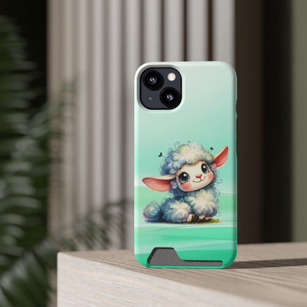 EnchantGuard Phone Case with Card Holder: Style Meets Functionality - Sheep