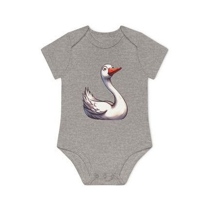 SnuggleNest Organic Baby Bodysuit (Short Sleeves) Swan