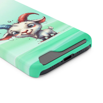 EnchantGuard Phone Case with Card Holder: Style Meets Functionality - Goat